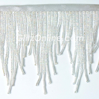 3" Chevron Deluxe White Crystal Iridescent Beaded Fringe